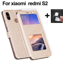 Чехол-накладка для Xiaomi Redmi S2, Роскошный кожаный флип-чехол с открытым окошком для xiaomi miS2, чехлы для телефонов mi S2 Y2, оболочка, чехлы 2024 - купить недорого