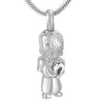 IJD9650-collar de urna de cremación de cristal, colgante de recuerdo conmemorativo de acero inoxidable con forma de corazón para niño pequeño 2024 - compra barato
