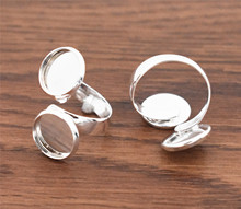 12mm 5 configurações anel ajustável em branco prateado de luz clássica para base, cabochões de vidro de 12mm, botões; aro de anel 2024 - compre barato
