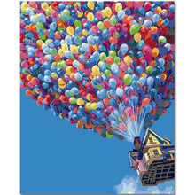 WEEN Flying hut y globos, pintura por número, Kit para adultos, niños, principiantes, lienzo DIY, pintura por números para decoración del hogar, 40x50cm 2024 - compra barato