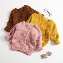 0-24M Autumn Spring Solid Sweater Tops cotton Fashion Baby Girls Knitted Hand-made Cardigan Sweater Coat Outfits 2024 - buy cheap