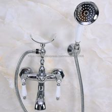 Polished Chrome Bathroom Dual Ceramic Handles Bathtub Mixer Faucet Clawfoot Tub Mixer Tap with Handshower Bna238 2024 - buy cheap