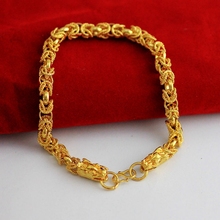 Dragon Patterned Filigree Bracelet  Yellow Gold Filled Womens Mens Fashion Bracelet 9" Long 2024 - buy cheap