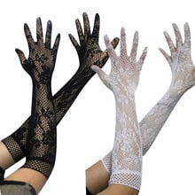 2017 Sexy amorous feelings Transparent lace hollow out super elastic gloves 2024 - buy cheap