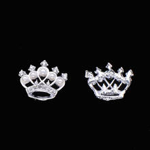 (S0799)10pcs/lot, 19mmx22mm rhinestone embellishment,crown shape,silver plating,flat back,ivory pearl 2024 - buy cheap