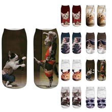 LNCDIS Men Women Socks harajuku skarpetki Funny socks 3D Fashion Cat Printed Casual Content Socks Cute Low Cut Ankle Socks p# 2024 - buy cheap