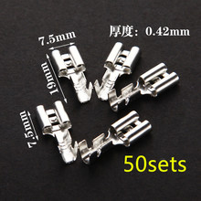 50 conjuntos de 6.3mm com bainha transparente inserida mola 6.3mm conector fêmea terminal rápido com isolador para fio 2024 - compre barato