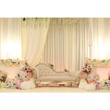 Фон для свадебной фотосъемки в помещении виниловый Печатный мягкий занавес диван розовый белый кремовый цветы принцесса девушка фото фоны 2024 - купить недорого
