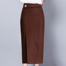 Осень-зима 2021, Высококачественная шерстяная юбка в стиле ретро, модная теплая Женская юбка-карандаш на бедрах, шерстяная юбка с высокой тали... 2024 - купить недорого