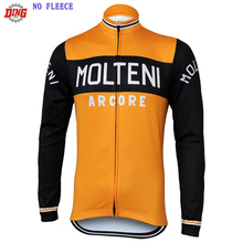 Men Cycling Jersey ropa Ciclismo Windproo Long sleeves Orange cycling clothing bike wear winter fleece or no fleece MTB MOLTENI 2024 - buy cheap