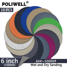 6 Inch Sandpaper 10Pcs 150mm Polishing Paper 60-10000 Grit Wet and Dry Silicon Carbide Flocking Sanding Discs Car Sander Paper 2024 - buy cheap