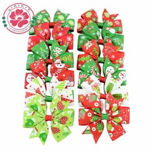 24 pcs/lot 3 inch Christmas Grosgrain Ribbon Bows WITH Clip Snow Pinwheel Hair Clips Hair Pin Accessories 640 2024 - buy cheap