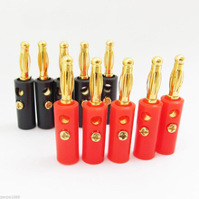 100pcs High quality 4mm Banana Plug Gold Plated  Audio Speaker Wire Cable Screw Banana Plug Connector Red + Black Lenth 40mm 2024 - buy cheap