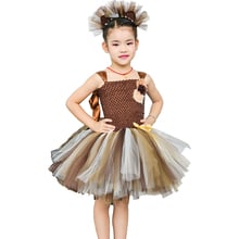 Brown Flower Girls Tutu Dress Children Cosplay Animal Lion Costume Dress Up Fancy Girl Kids Halloween Birthday Party Dress 1-14Y 2024 - buy cheap