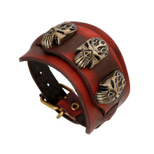 Fashion Men Jewelry Cuff Bracelets & Bangles Genuine Leather Bracelet Male Big Wrap Biker Charm Wristband Armband Punk Bangle 2024 - buy cheap