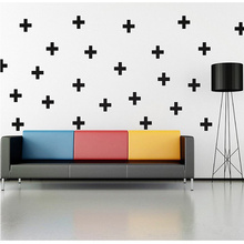 Promotion 48pcs Cross Pattern Wall Decals Plus shape vinyl art- removable sticker - Nursery Bedroom decor 7cmX7cm 2024 - buy cheap