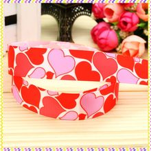 7/8'' Free shipping valentine heart printed grosgrain ribbon headwear hair bow diy party decoration wholesale OEM 22mm B1249 2024 - buy cheap