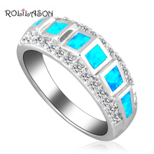 ROLILASON-anillos con ópalo de Fuego Azul y cristal australiano para mujer, joyería de moda estampada para fiesta, Estados Unidos, Sz #6 #7 #8 #9 OR830 2024 - compra barato