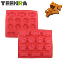 TEENRA 1 Uds rojo mascotas molde para hornear de silicona moldes para hornear pasteles de silicona forma de hueso pata pastel sartenes repostería herramientas 2024 - compra barato