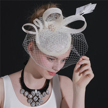 Ivory Bridal Veils Wedding Fascinator Accessory Hats Sinamay Chapeau Women's Fedora Female Ladies Elegant Occasion Race Headwear 2024 - buy cheap