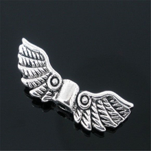 DoreenBeads Retail 50 Pcs Silver Color Angel Wing Charm Spacers Beads For Necklace Bracelets DIY Jewelry Making Finding 22x7mm 2024 - buy cheap