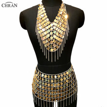 Chran-sutiã estilo sereia com lantejoulas a laser, roupa feminina para festival, estilo sereia, saia sexy para homens 2024 - compre barato