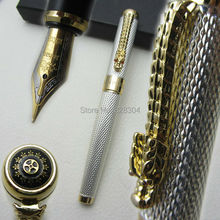 Jinhao high quality silver noble dragon medium nib fountain pen feel heavy wholesale free shipping 2024 - buy cheap