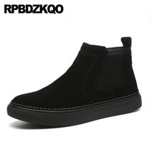 Sapato preto com sola grossa e sola, calçados casuais para homens, sola de camurça e cano alto 2024 - compre barato