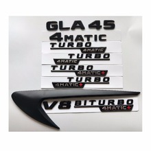 Black Letters GLA35 GLA45 V8 BITURBO TURBO 4MATIC+ Fender Trunk Tailgate Emblems Badges for Mercedes Benz AMG X156 W156 2024 - buy cheap