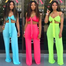 BKLD Spaghetti Straps Crop Tops Sexy Two Piece Set 2019 Summer Women Fashion Party Clubwear Pant Sets Women Outfits Tracksuit 2024 - buy cheap