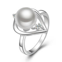 Роскошные кольца в форме сердца с имитацией жемчуга, мужские и женские кольца с серебряным покрытием, свадебные украшения 2024 - купить недорого