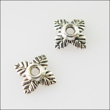 Fashion 250Pcs Tibetan Silver Color Square Leaf End Bead Caps Connectors 6mm 2024 - buy cheap