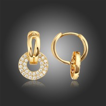 Yellow Gold Color Cluster Paved CZ  Circle Small Huggies Hoop Earrings Fashion Jewellery Jewelry For Womens Girls 2024 - buy cheap