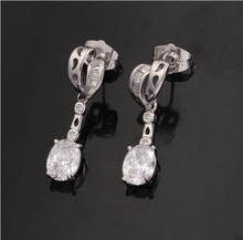 MxGxFam Trendy Drop Earrings Women Clear Stone Party White Gold Color 2024 - buy cheap