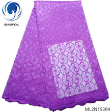 Beautifical roxo bordado tecido de renda líquida tecido renda tecidos para roupas tecido africano alta qualidade 5 jardas/lote ml2n153 2024 - compre barato