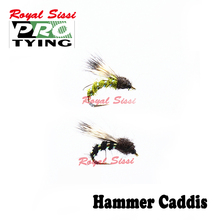 Royal Sissi, ручная работа, 6 шт./кор., 16 # hammer caddis fly fishing grayling trout, сухие мушки, 2 цвета, panfish, приманка для насекомых 2024 - купить недорого