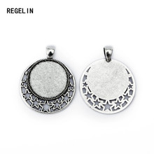 REGELIN New Pendant Settings Cabochons Bases Hollow Moon Charms Bezel Trays Fit 25mm Glass Cabochon DIY Necklace 10pcs/lot 2024 - buy cheap