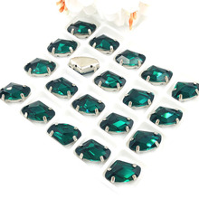 9x14mm High quality AAAA Glass Crystal sew on rhinestones Malachite green strass loose rhinestones for diy clothing accessories 2024 - buy cheap