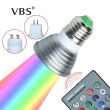 LED 16 Colour RGB Spotlight E27/GU10 AC: 86-265V  MR16 DC:12V RGB Colourful Lamp LED 3W Lighting +24 Key IR Remote Control 2024 - купить недорого