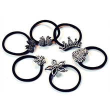 2022 Hot Multi Shape Of Hearts Full Of Crystal Crown Bow Hair Ring Hair Rope Tousheng Plunged Ring Girls Gifts 2024 - buy cheap