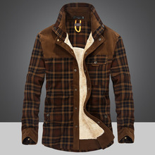 Camisa xadrez grossa masculina, camisa de algodão para homens com mangas longas, casaco militar 3xl 2024 - compre barato