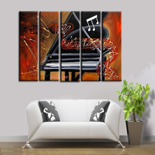 Handmade Picture 5pcs Thick Music Oil Painting On Canvas Wall For Living Room Abstract Piano Still Life On Canvas Art 2024 - buy cheap
