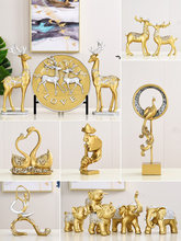 European Resin Gold Simulation Animals Ornaments Elephant Deer Statues Crafts Decoration Office Desk Figurines Home Accessories 2024 - buy cheap