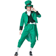 Verde smoking homem dia das bruxas irlanda trajes de fadas duende irlandês elf cosplay purim carnaval palco play discoteca festa vestido 2024 - compre barato