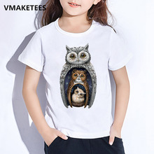 Camiseta manga curta infantil, camisa de verão para meninos e meninas estampa de coruja russa roupas de bebê engraçadas hkp2202 2024 - compre barato