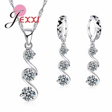 Charms Cubic Zirconia CZ Crystal Long Tassel Drop Necklace Earrings Brinocs 925 Sterling Silver Anniversary Wedding Gift 2024 - buy cheap