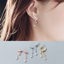 MloveAcc 100% 925 Sterling Silver Luxury Wing Earrings Shiny CZ Long Drop Earrings for Women Fashion Special Jewelry 2024 - buy cheap
