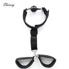 Thierry HandCuffs with Open Mouth Gag Ball for Sex Adult Games, Wrist Cuffs Sex Toys For Couples Sex Products Restraints Bondage 2024 - buy cheap
