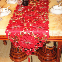 Embroidered Red Table Runner Floral Handmade Luxury Wedding Tablecloth Cover Christmas Decorations High Quality for Home Dining 2024 - buy cheap