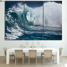 Impresso azul mar ondas pintura em tela sala de impressão decoração impressão cartaz imagem da lona frete grátis/NY-5750 2024 - compre barato